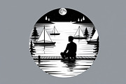 Lake Meditation Silhouette Set, an Illustration by jahid234 (Thumbnail 6 of 6)