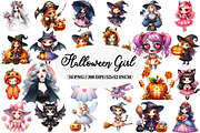Halloween Girl Clipart, an Illustration by Daily.Designs (Thumbnail 1 of 5)