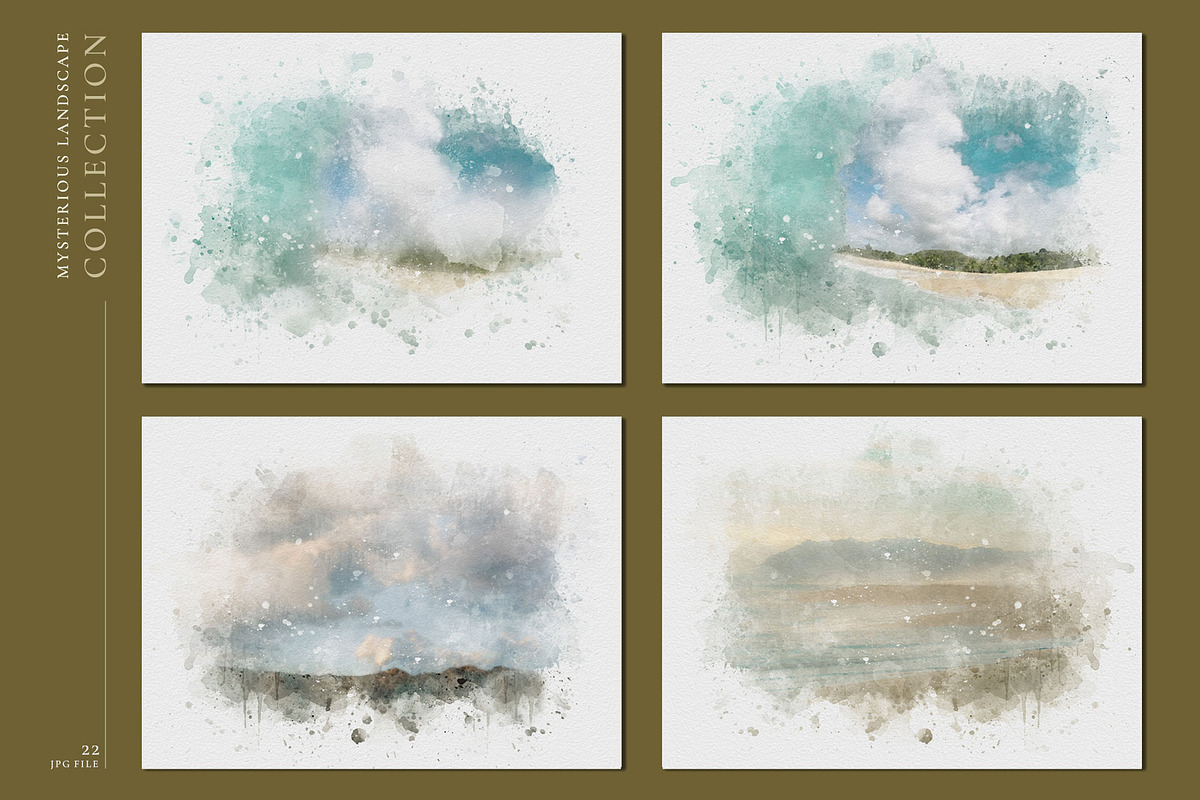 Mysterious Watercolor Landscapes 2, a Background Graphic by Suna Kosem (Photo 5 of 14)