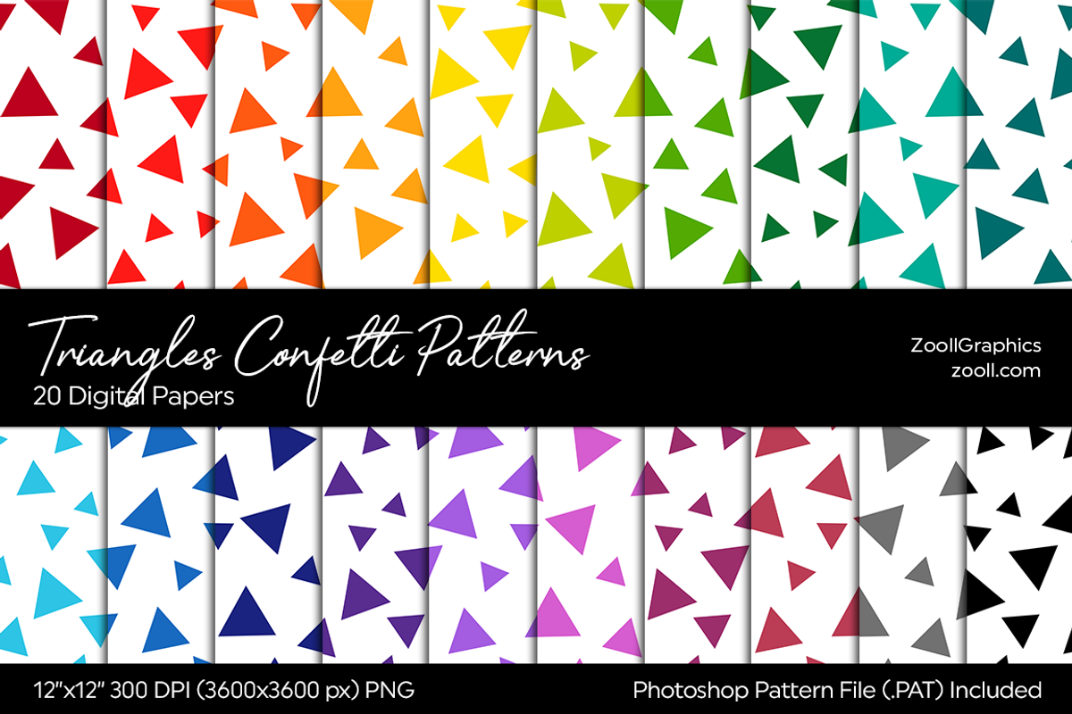 Triangles Confetti Digital Papers, a Pattern Graphic by ZoollGraphics