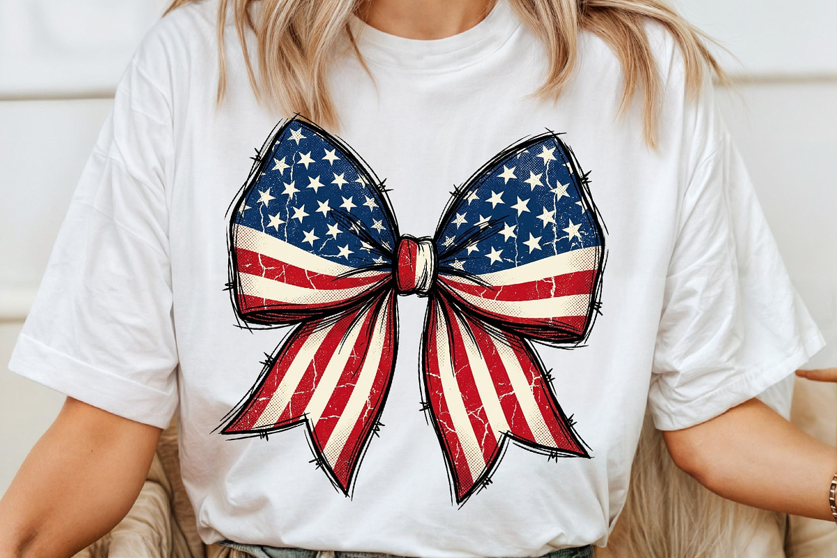 Retro USA Flag Bow PNG, a Seasonal Illustration by Sublimation Artist (Photo 4 of 9)