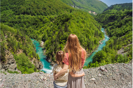 Mom and son tourists on the, a Nature Photo by Elizaveta Galitskaya