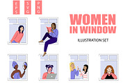 Women in Windows Illustrated Set, an Illustration by Milota (Thumbnail 1 of 3)