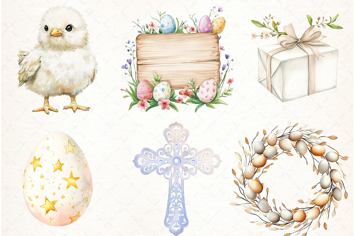 Watercolor Neutral White Easter Clip, an Illustration by Watercolor design (Photo 3 of 4)