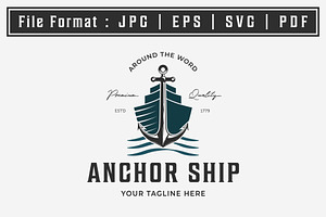 Vintage Retro Anchor Ship Logo Icon