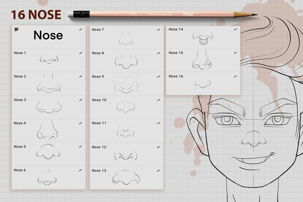 PROCREATE CARTOON PORTRAIT TOOLKIT, a Brush Add-On by AlexandraArt (Photo 6 of 9)