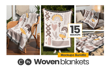 Woven Blanket Mockup Bundle x15 PSDs, an Apparel Mockup by TemplateBurst