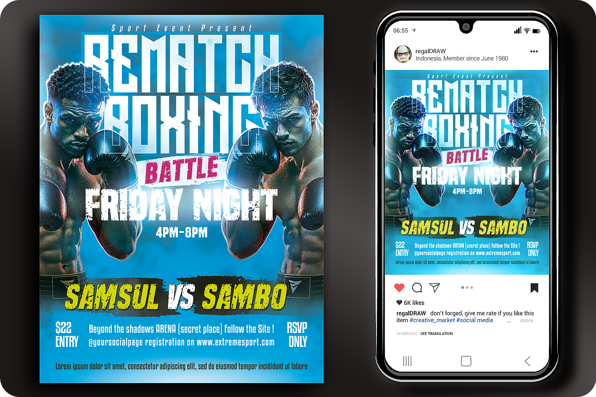 Boxing Sport Flyer Template, a Flyer Template by regalDRAW (Photo 1 of 5)