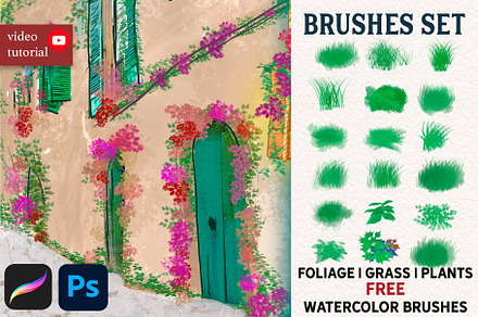 Foliage Grass Watercolor FREE BRUSH