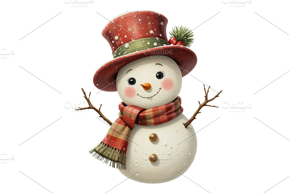 Retro Vintage Christmas Clipart, a Seasonal Illustration by Creative design (Photo 5 of 7)