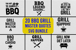 20 BBQ Grill Master Quotes Bundle, a Food Illustration by Artivon