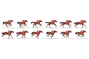 Horse racing animation frames, an Animal Illustration by winwin.art
