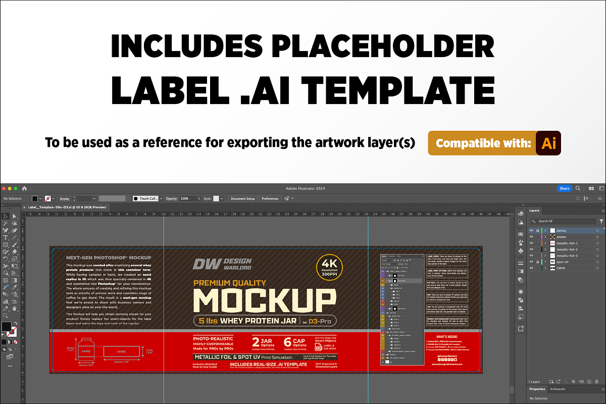 5lb Whey Protein Jar Mockup D3-Pro, a Packaging Mockup by Design Warlord (Photo 7 of 16)