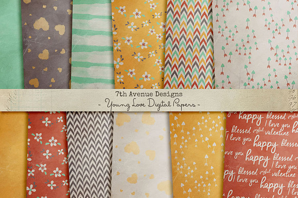 Young Love Digital Papers