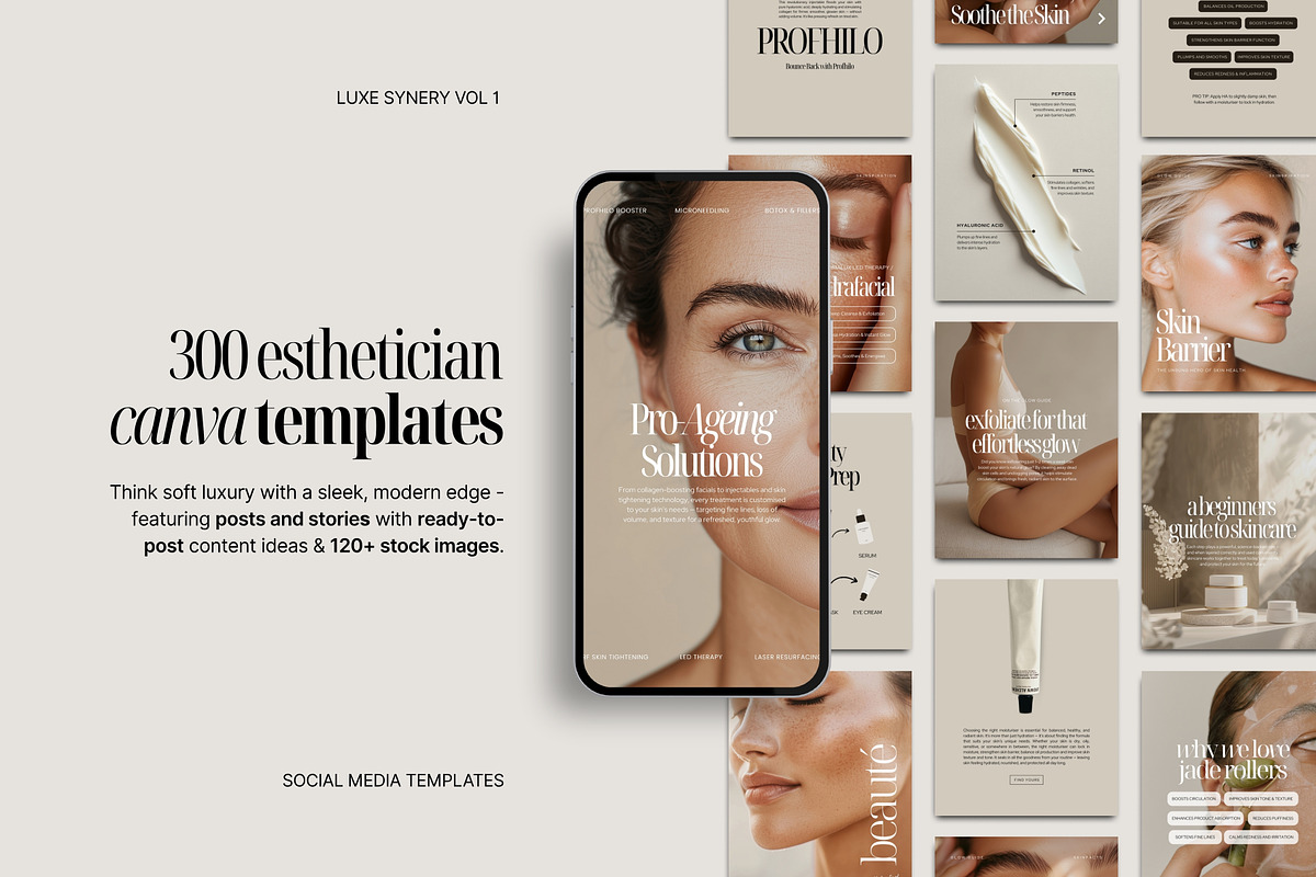 Skincare Instagram Canva Templates, a Social Media Template by COCO Designs (Photo 1 of 21)