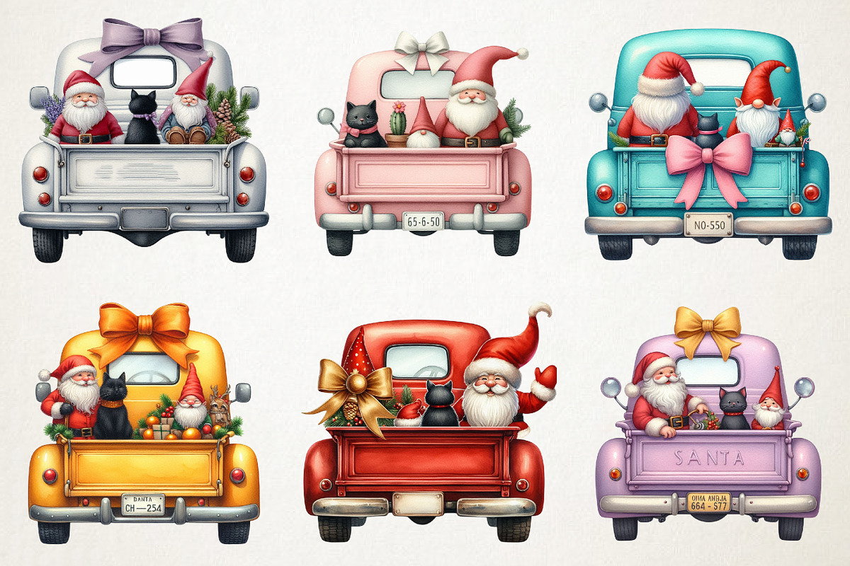 Christmas Gnome And Truck Clipart, an Illustration by RobertsArt (Photo 3 of 7)