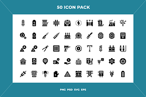Electricity icons, an Outline Icon by Wencory