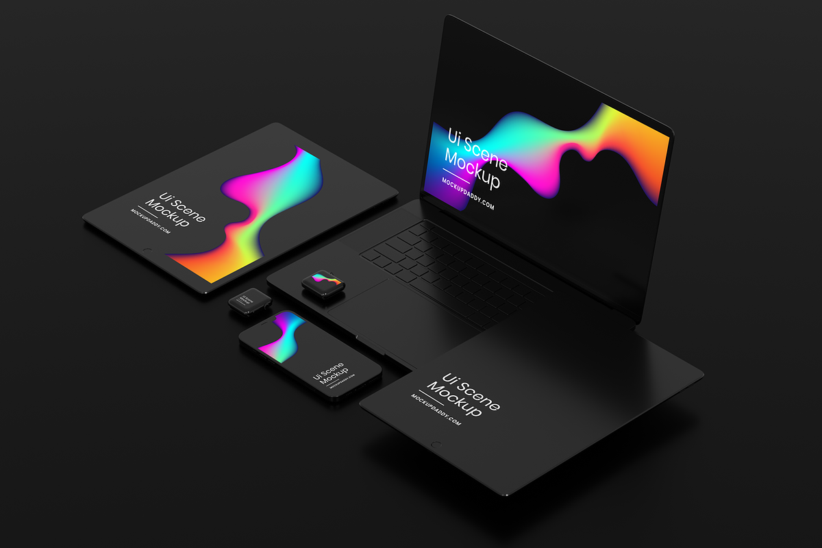 Black Devices Mockup Dark Theme Set, a Mac Mockup by Mockupdaddy (Photo 20 of 22)