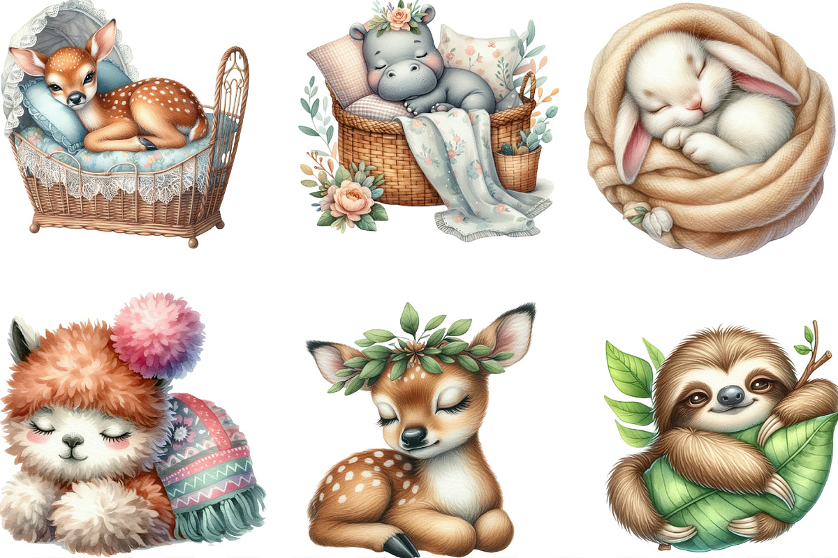 Sleeping Baby Animals, Neutral Baby, an Illustration by Designking (Photo 3 of 4)