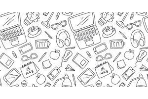 Office worker workspace seamless, an Object Illustration by Tati_Kli