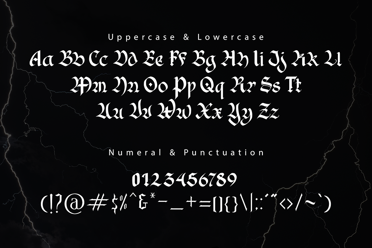 Black Rain - Modern Blackletter Font, a Blackletter Font by overlaytemplates (Photo 4 of 5)