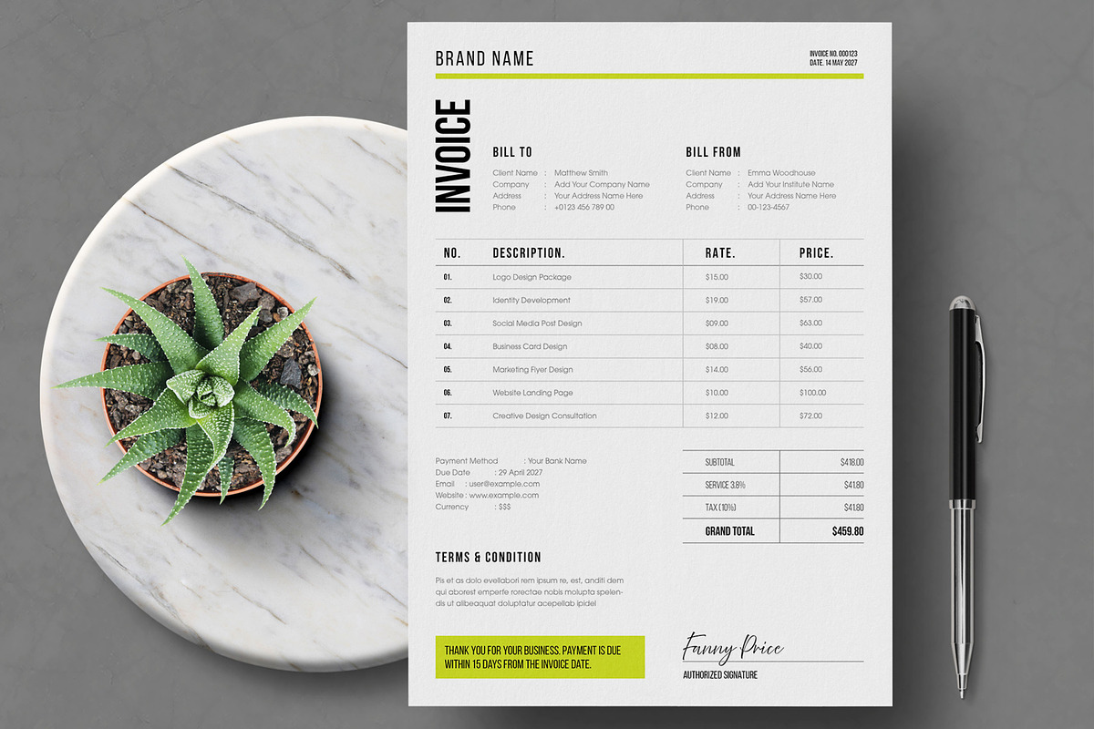Minimal Professional Invoice Design, a Stationery Template by MightyDesign (Photo 1 of 8)