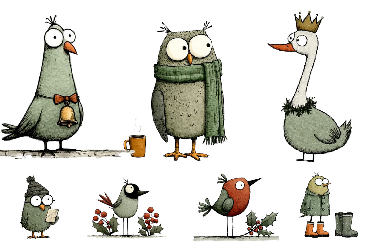 Christmas Birds clipart, an Illustration by Designworld (Photo 3 of 3)