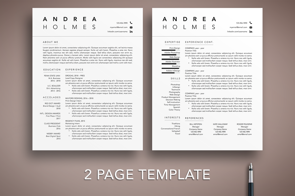 Modern Resume Template CV Word/Pages, a Resume Template by The Creative Resume (Photo 2 of 8)