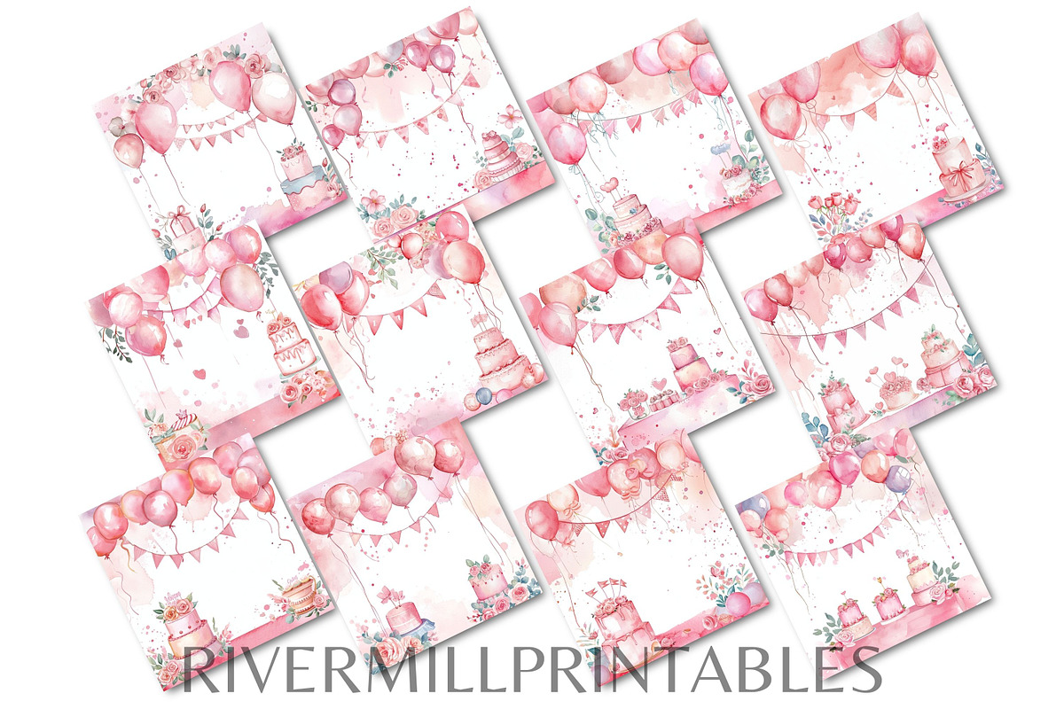 Pink Party Digital Papers, a Decorative Illustration by Rivermill Printables (Photo 2 of 2)