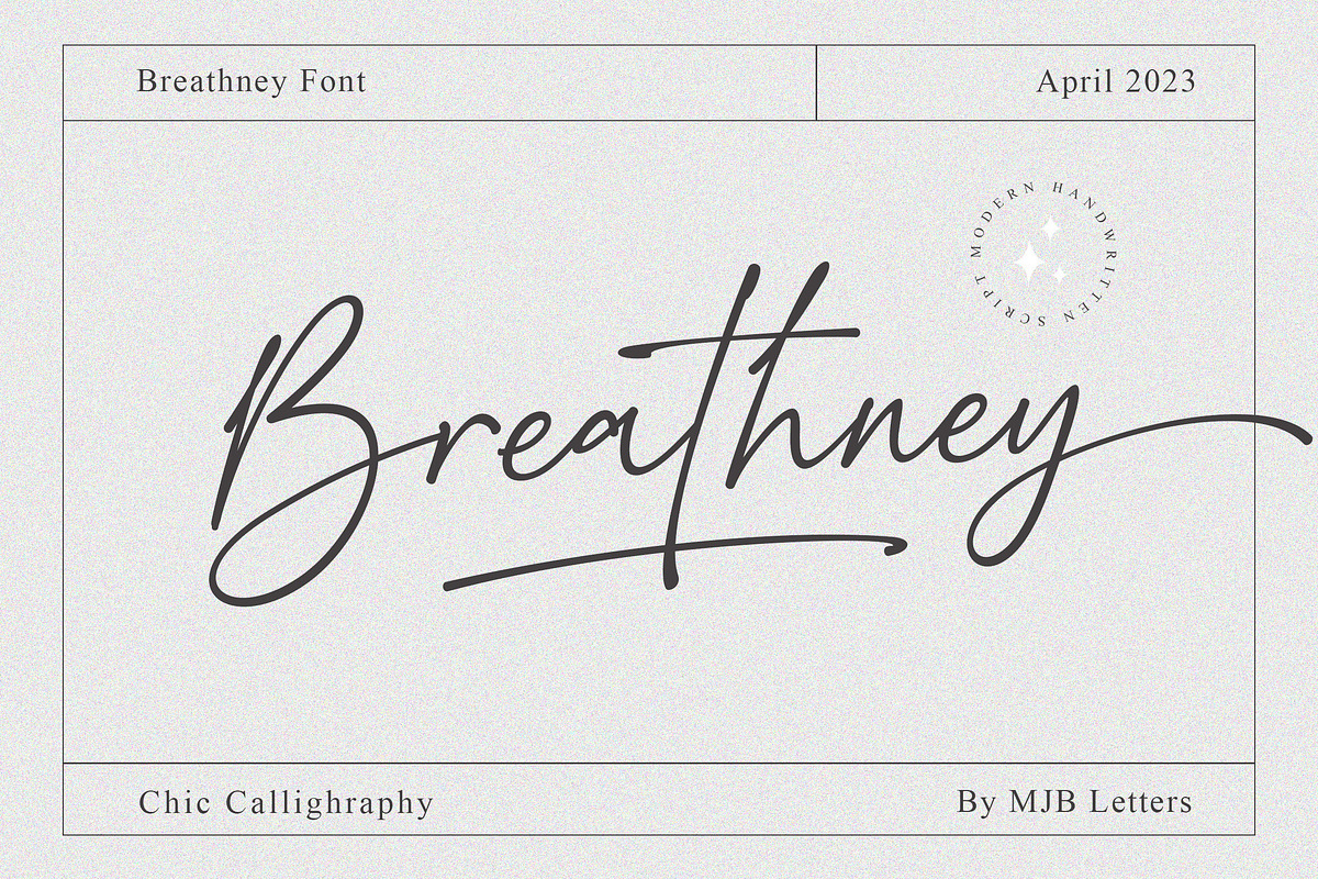 Breathney -  Modern Script, a Script Font by MJB Letters (Photo 1 of 10)