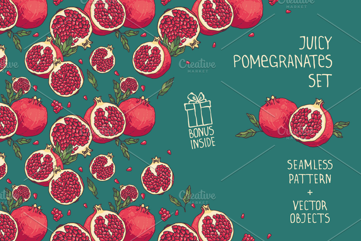 Juicy pomegranate set, a Pattern Graphic by Rapapazzi (Photo 1 of 4)