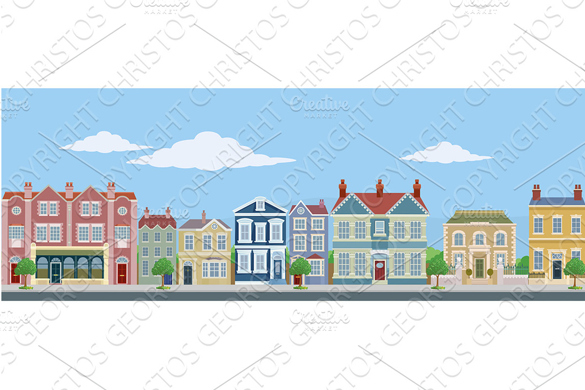 House Buildings Old City Street, an Object Illustration by Christos Georghiou