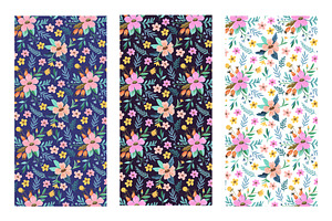 Floral Doodle Seamless Patterns