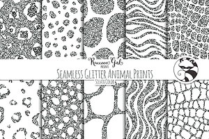 Seamless Glitter Animal Prints Slvr