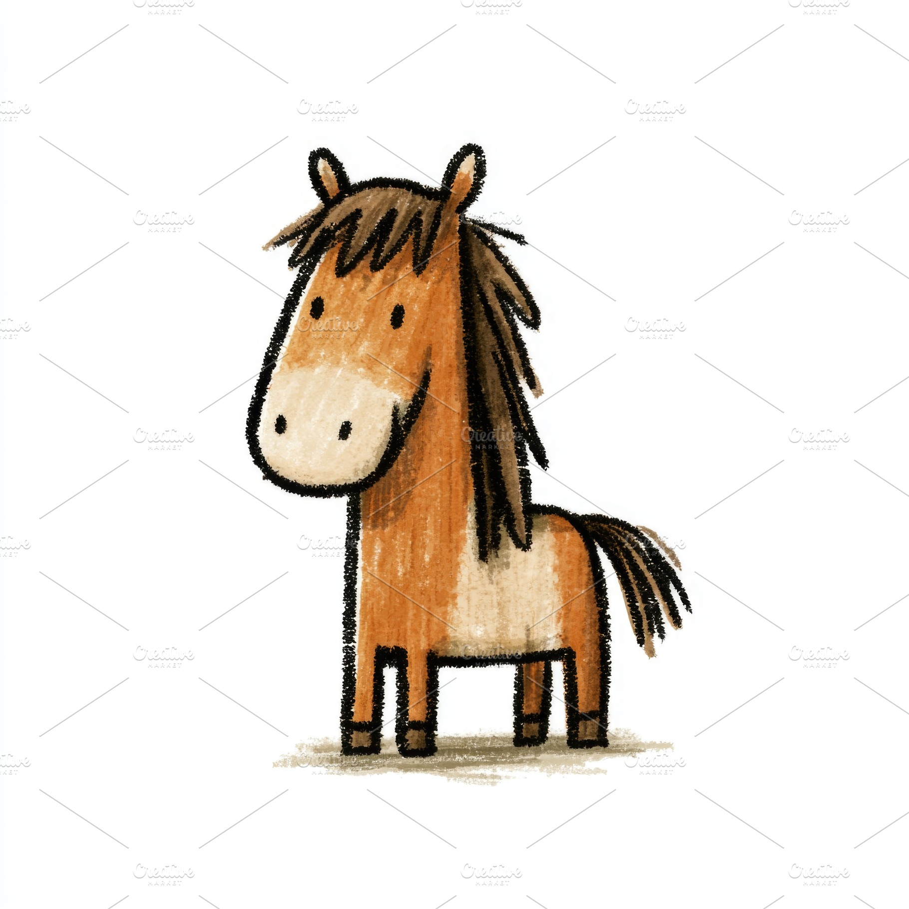 Cute horse doodle illustration, an Animal Photo by José Manuel Gelpi