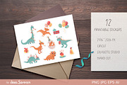 Party funny dinosaurs. Stickers, an Animal Illustration by Anna Summer (Thumbnail 2 of 2)