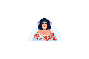 Woman relaxing in bathtub with, an Object Illustration by pikepicture
