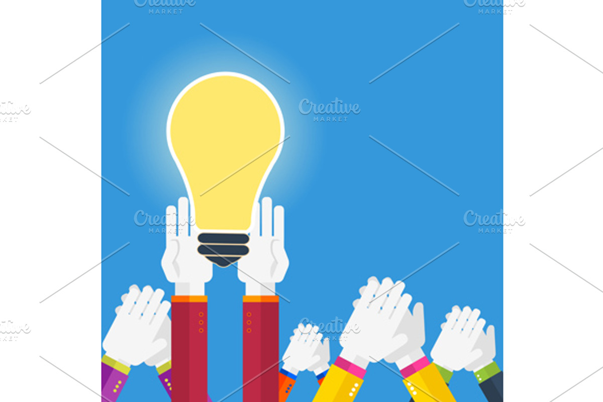 Hands with lightbulb idea