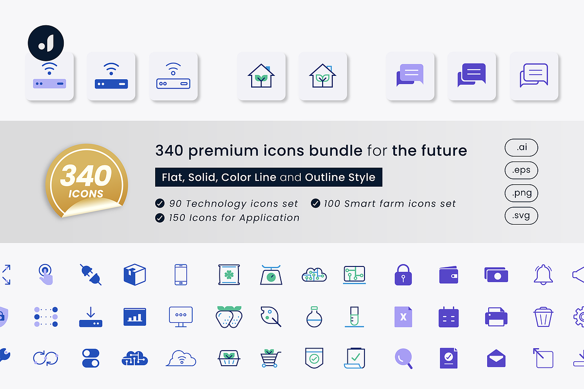340 Icons Bundle for the Future, a Solid Icon by Jump Studio (Photo 1 of 16)