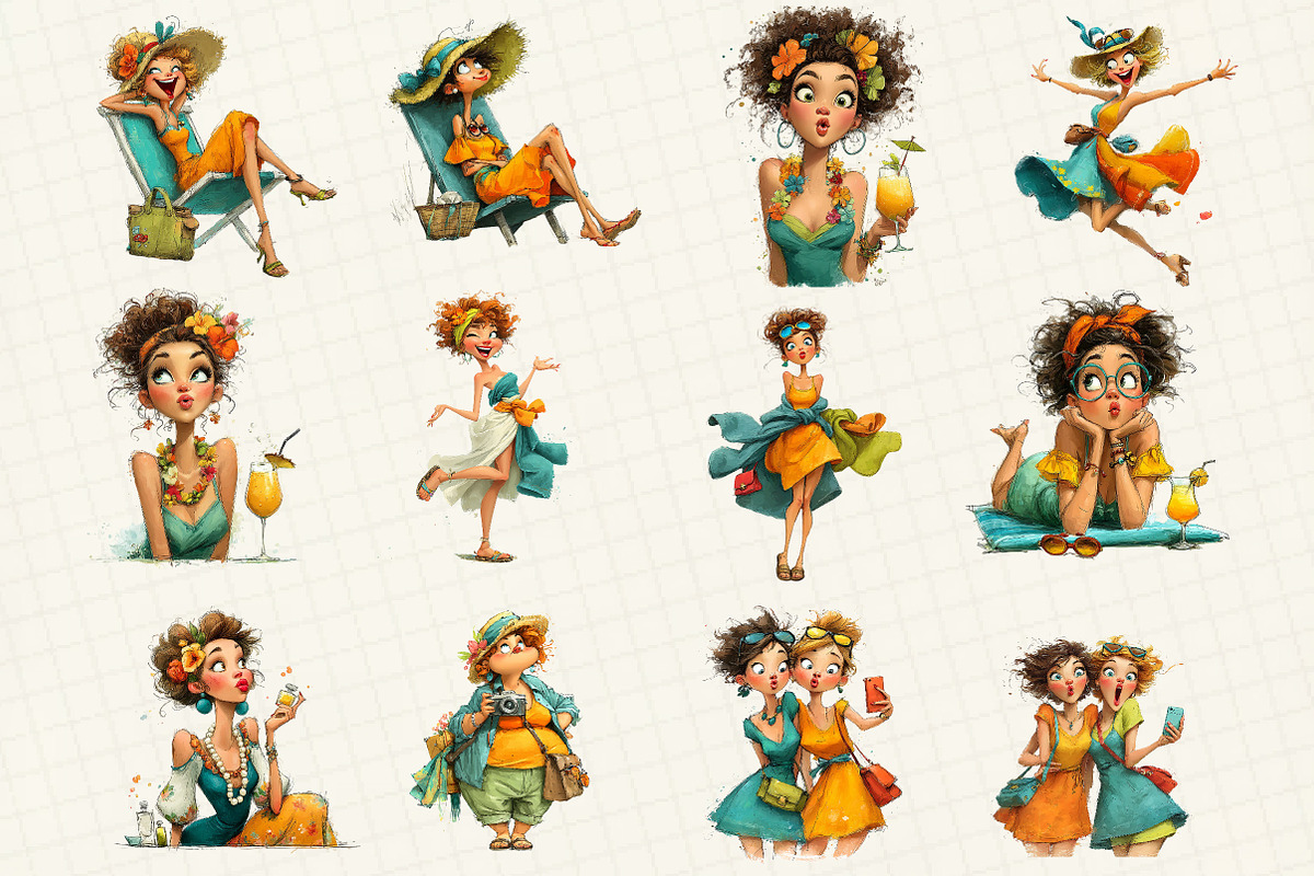 Quirky Valentine's Girl Clipart, an Illustration by DreamCafeArt (Photo 3 of 6)