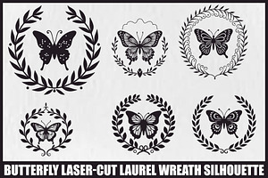 Butterfly Wreath Silhouette Bundle, an Illustration by hafijul