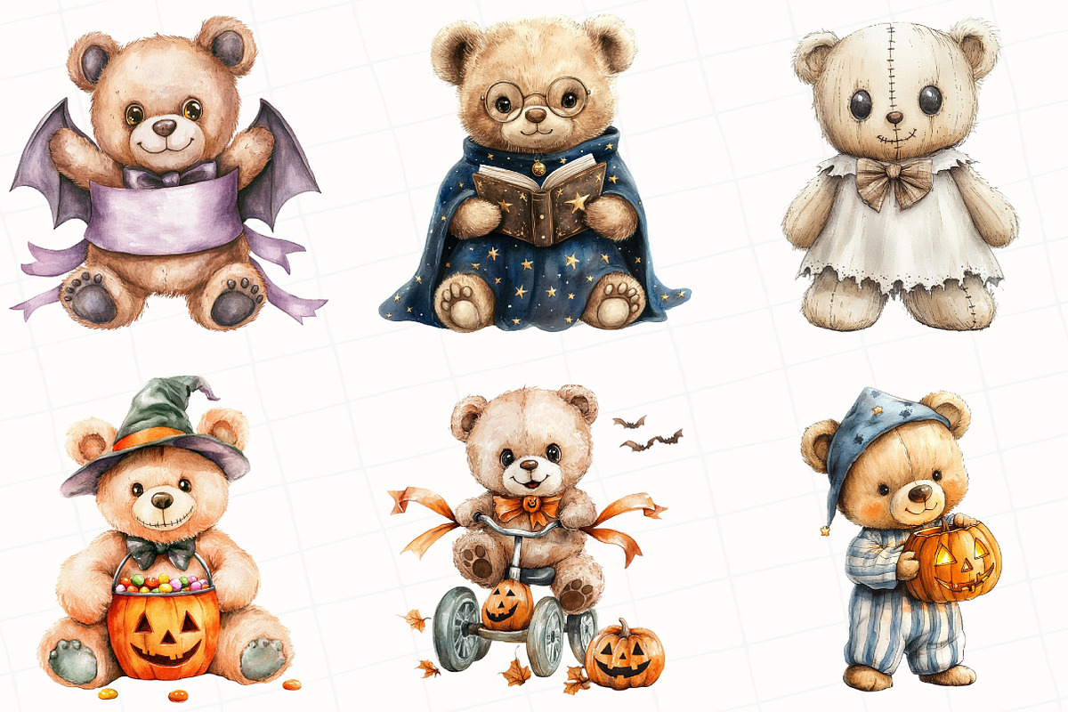 Halloween Teddy Bear Clipart, an Illustration by OK Design (Photo 5 of 5)