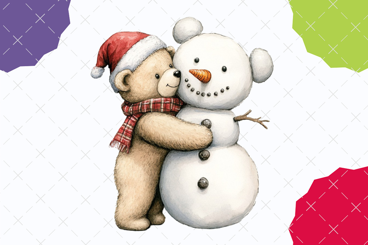 Whimsical Christmas Teddy Clipart, an Illustration by designcity5 (Photo 5 of 5)