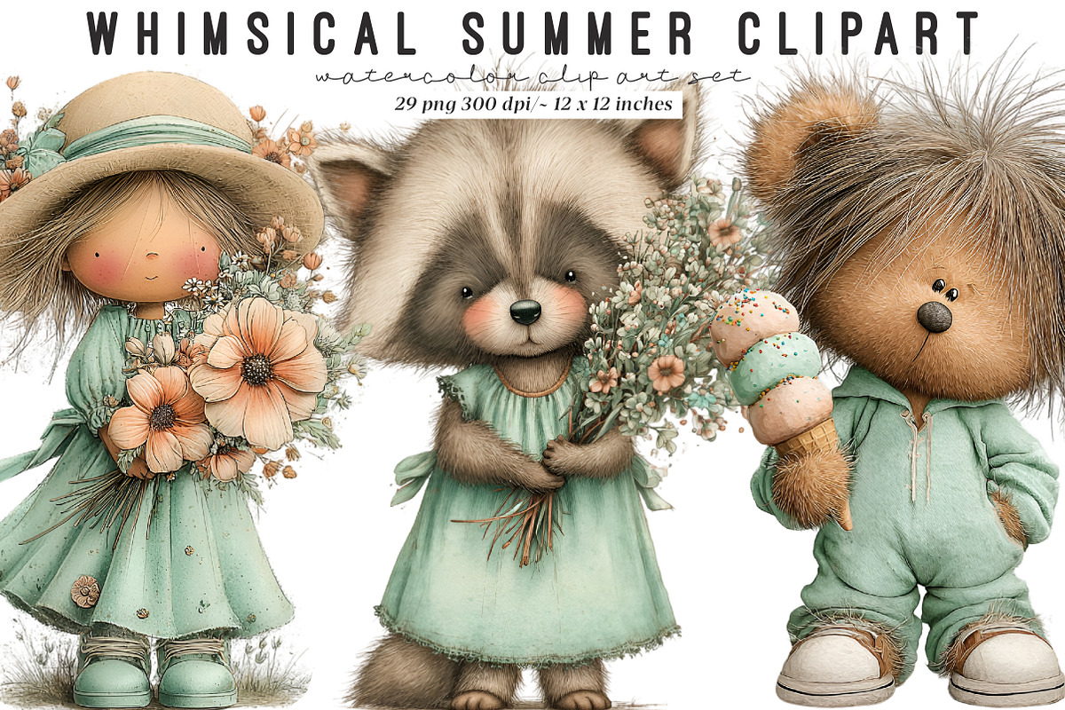 Whimsical Summer Clipart, an Illustration by SinaCreation (Photo 1 of 9)