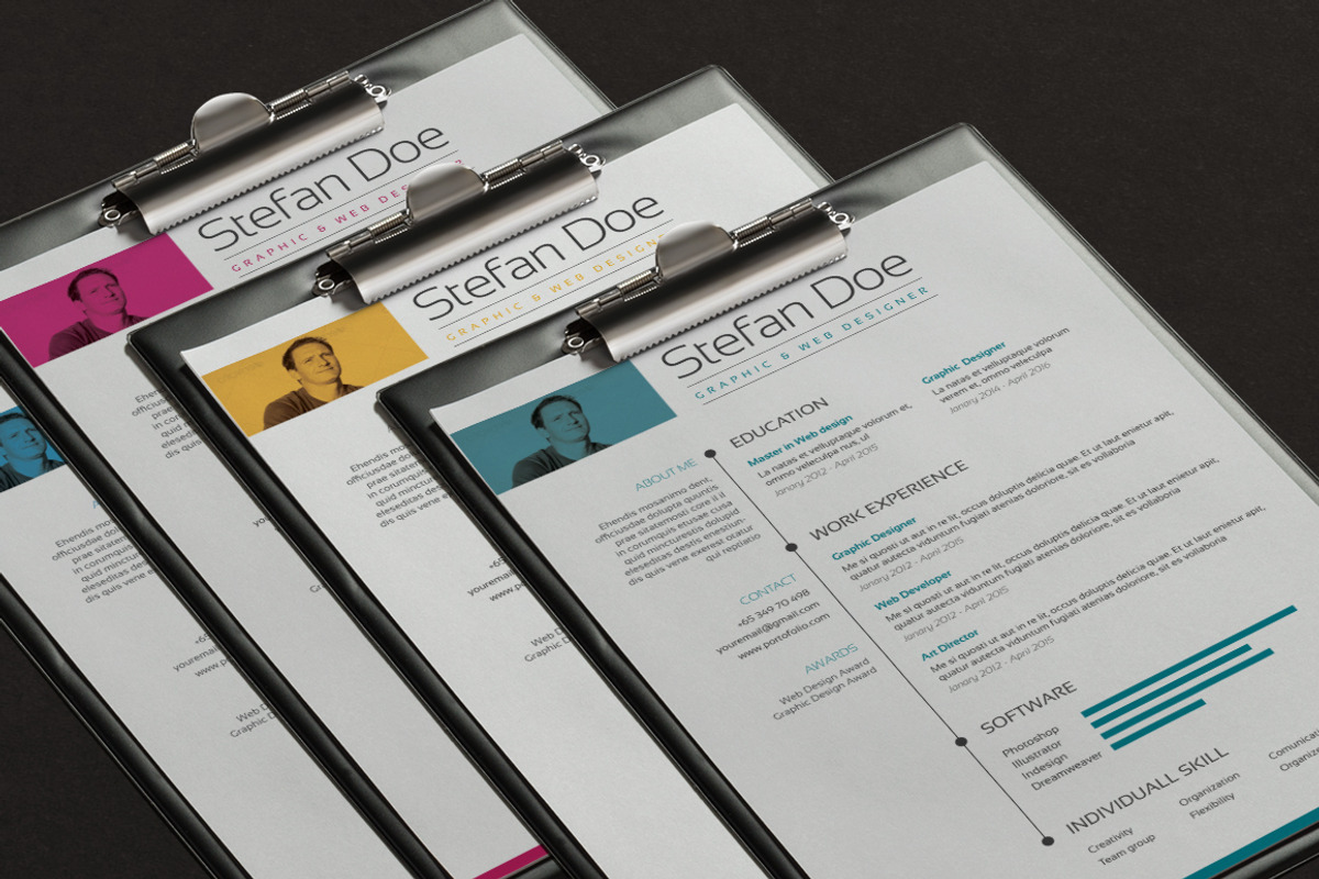 5 color Resume  & Cover, a Resume Template by sz81 (Photo 2 of 5)