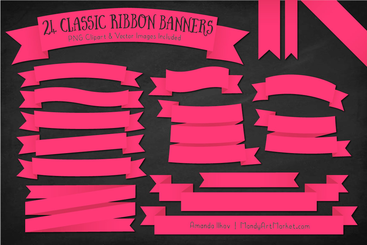 Hot Pink Ribbon Banner Clipart, an Illustration by Amanda Ilkov (Photo 2 of 4)