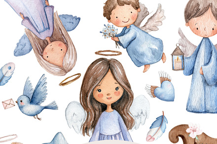 30 Baby Angel Clipart, a Decorative Illustration by Pati Charm Studio