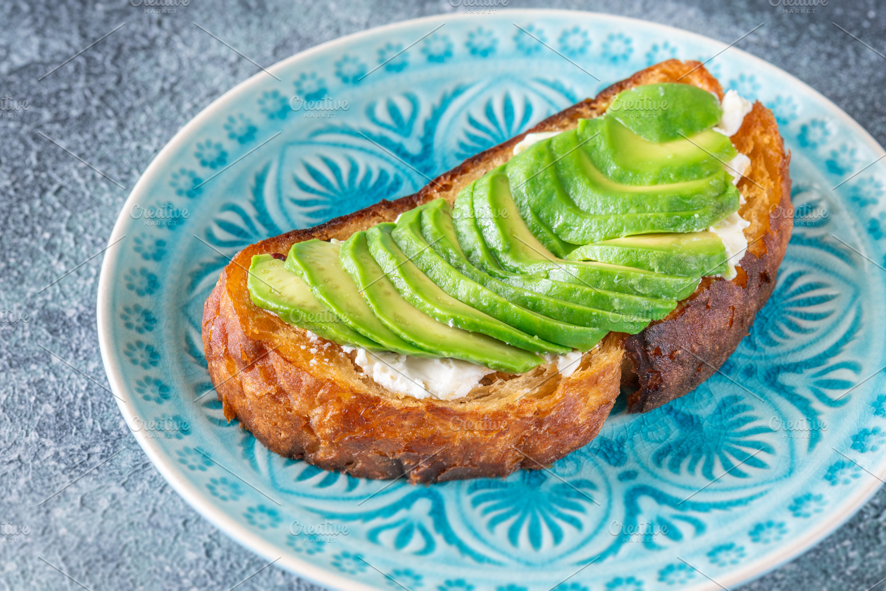 Toasted white bread with labneh spre, a Food & Drink Photo by Alexander Prokopenko
