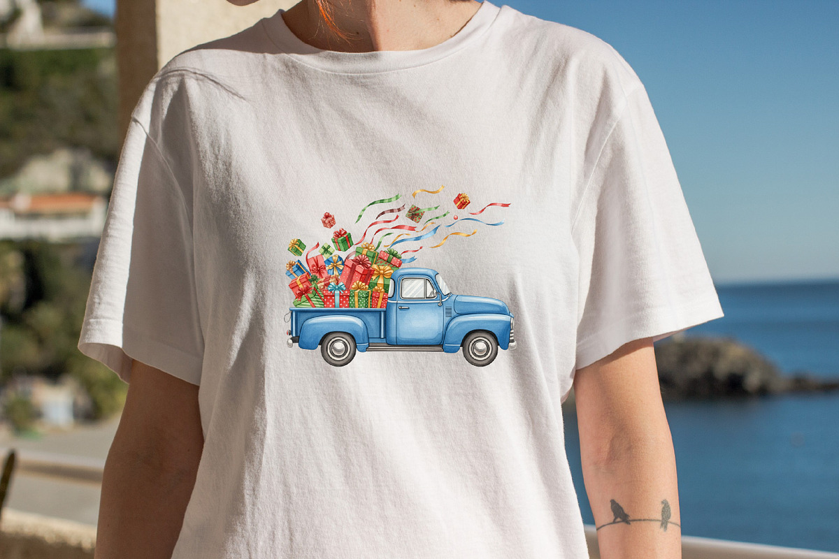 Christmas Trucks Clipart Bundle., an Illustration by SVGArt (Photo 8 of 8)