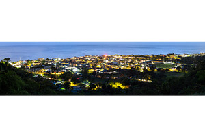 Night panorama of Roseau in Dominica